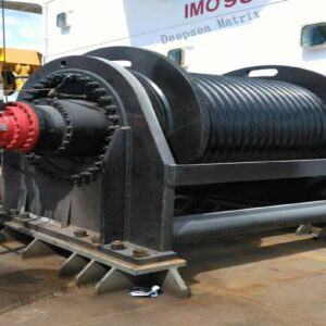 Heavy-duty winch lifting materials on building site