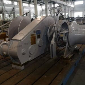 Mooring winch securing ship at berth