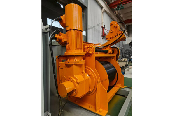 A heavy-duty explosion-proof winch in an industrial setting.