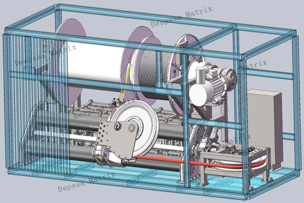 Industrial constant-tension towed array winch with dual-drum design and auto-disengaging clutch from China