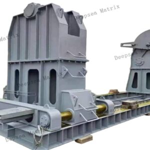 Heavy duty automated winch with constant tension control and remote operation for marine applications.