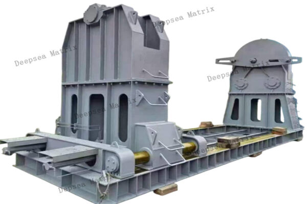 Heavy duty automated winch with constant tension control and remote operation for marine applications.