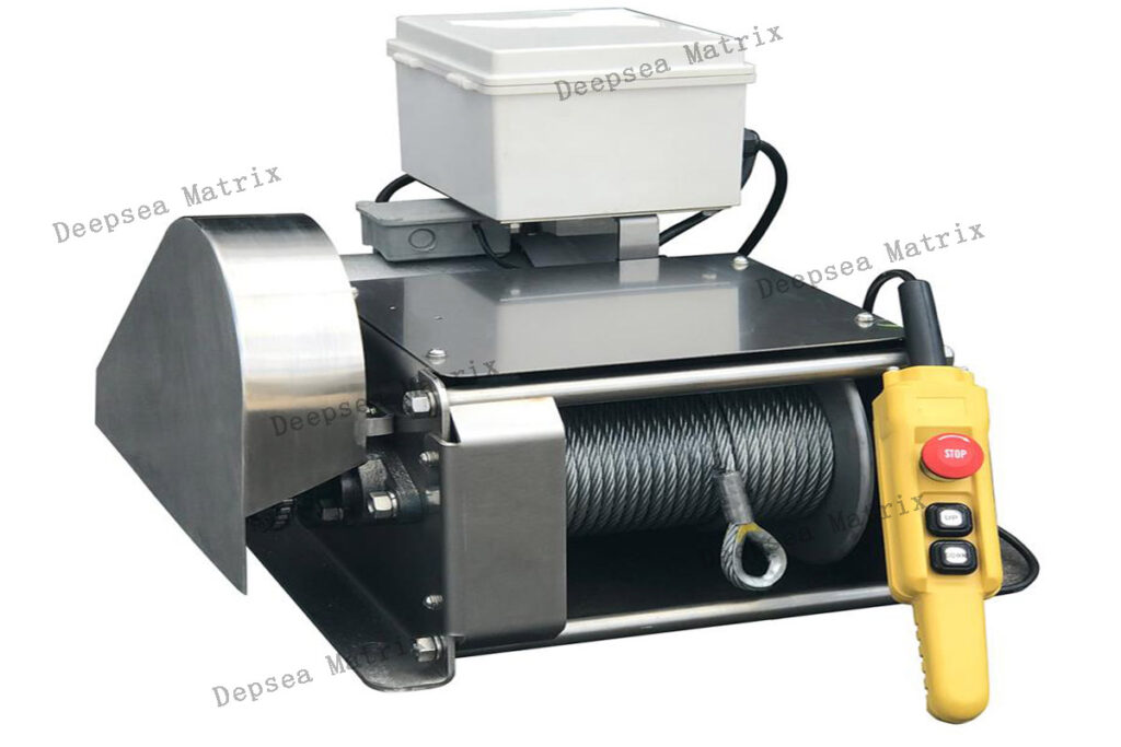 Chinese-Made Marine Grade Stainless Steel Winch for Deck Operations, with Remote Control and Automatic Level Wind.