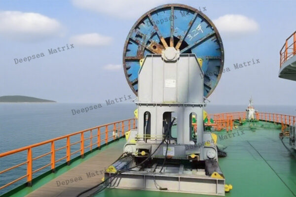 Integrated winch with automatic spooling for bridge construction and offshore projects.