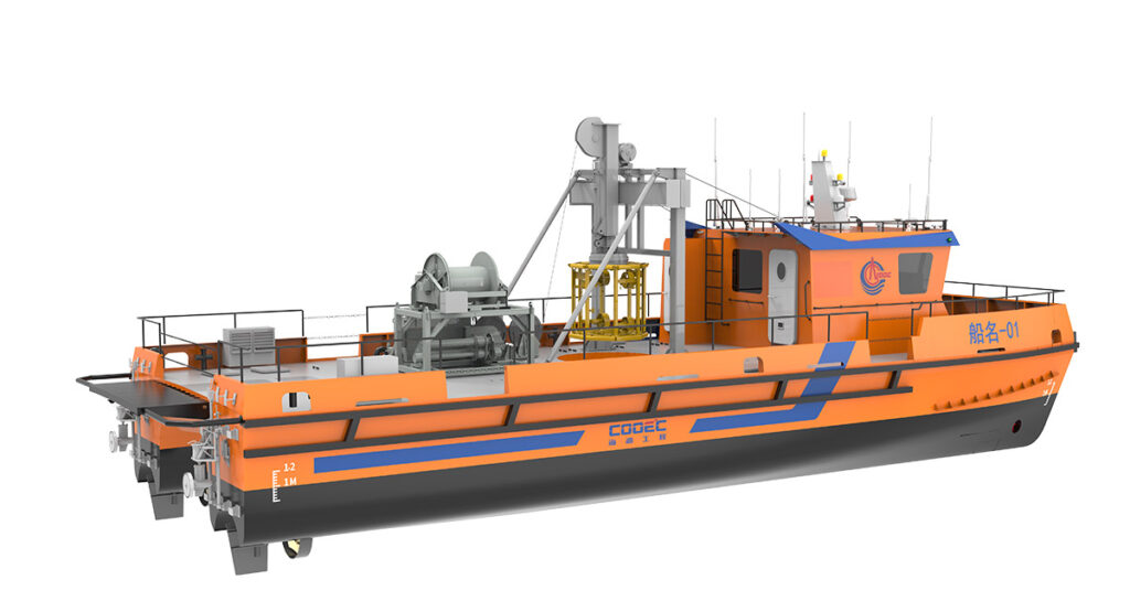 35kN hydraulic LARS with active heave compensation installed in moonpool for safe ROV/ARV deployment and recovery